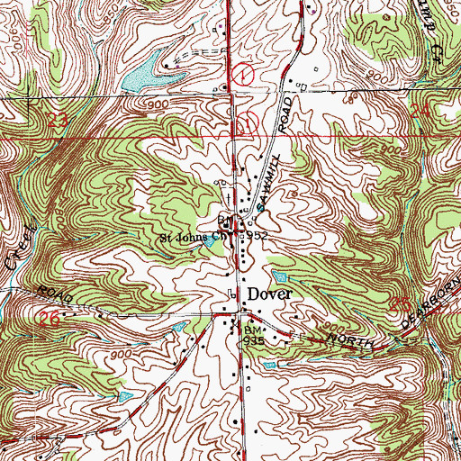 Topographic Map of Saint Johns Church, IN