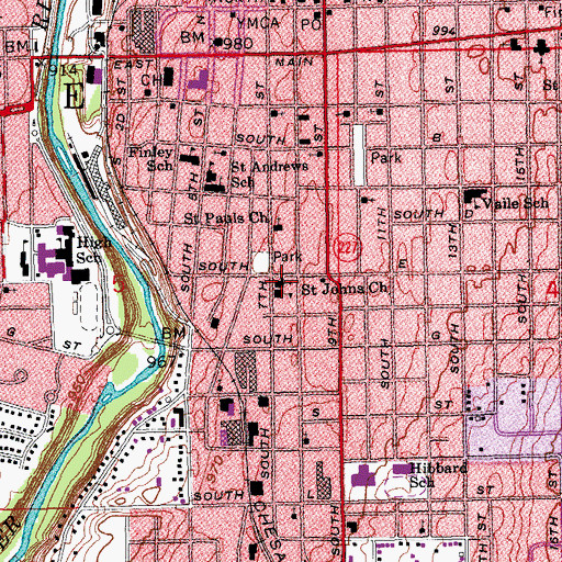 Topographic Map of Saint Johns Church, IN