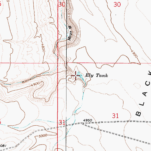 Topographic Map of Ely Tank, AZ