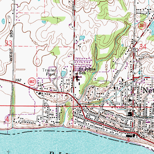 Topographic Map of Saint John the Baptist School, IN