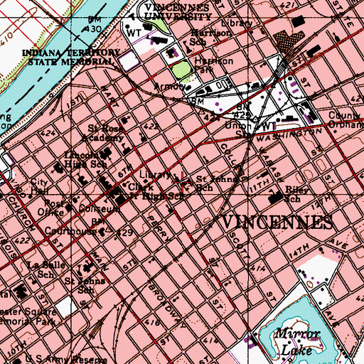Topographic Map of Saint Johns School, IN
