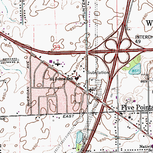 Topographic Map of Saint John Lutheran School, IN