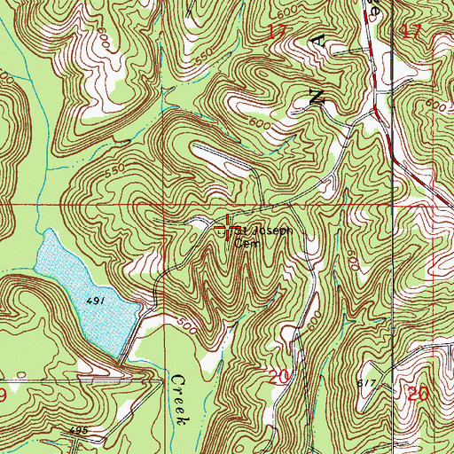 Topographic Map of Saint Joseph Cemetery, IN