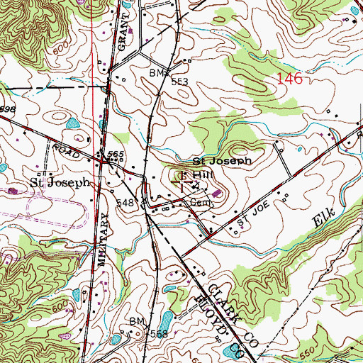Topographic Map of Saint Joseph Hill, IN