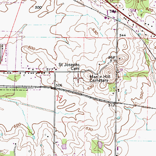 Topographic Map of Saint Josephs Cemetery, IN