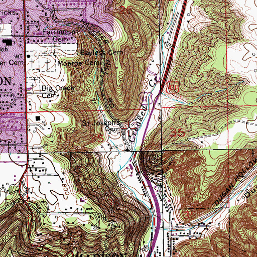 Topographic Map of Saint Joseph Cemetery, IN