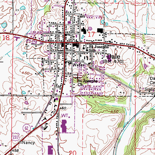 Topographic Map of Saint Josephs Church, IN