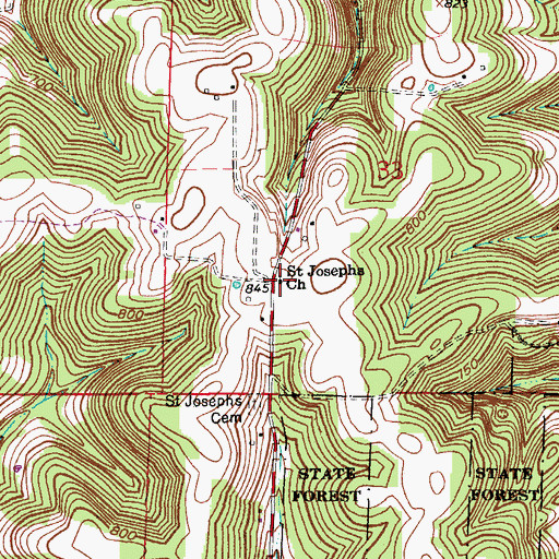 Topographic Map of Saint Josephs Church, IN