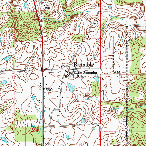 Topographic Map of Saint Josephs Church, IN
