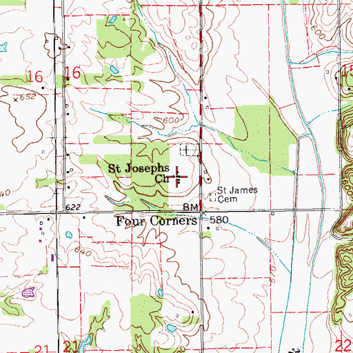 Topographic Map of Saint Josephs Church, IN