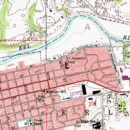 Topographic Map of Saint Josephs Hospital, IN