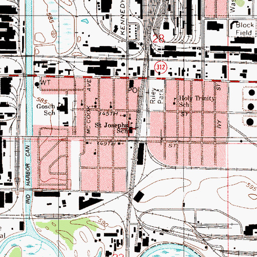 Topographic Map of Saint Josephs School, IN