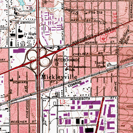 Topographic Map of Saint Josephs School, IN