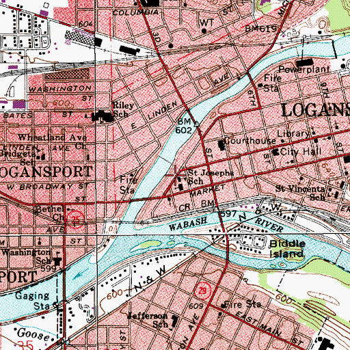 Topographic Map of Saint Josephs School, IN