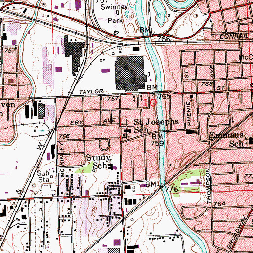 Topographic Map of Saint Joseph Catholic School, IN