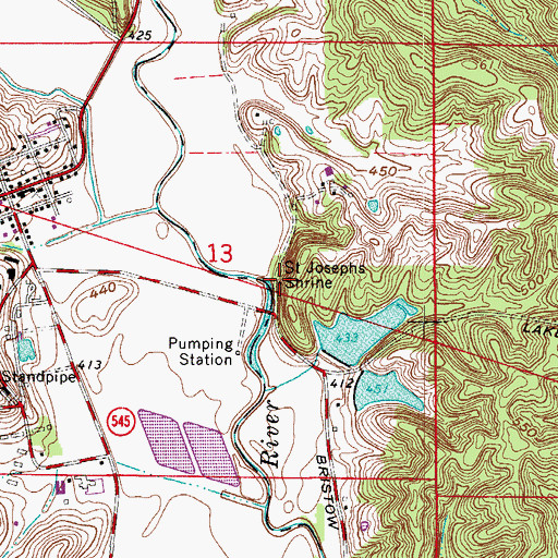 Topographic Map of Saint Josephs Shrine, IN