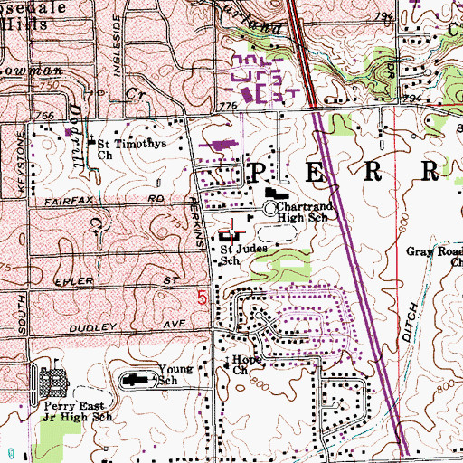 Topographic Map of Saint Jude Elementary School, IN