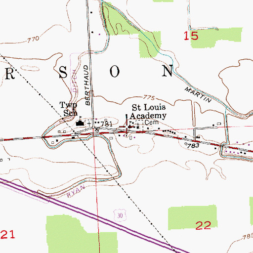 Topographic Map of Saint Louis School, IN