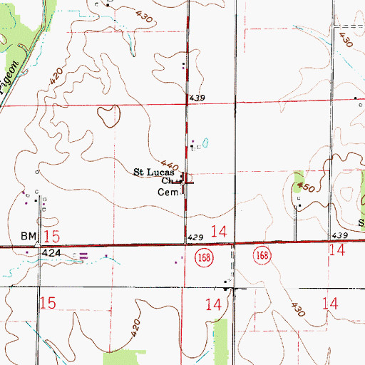 Topographic Map of Saint Lucas Church, IN