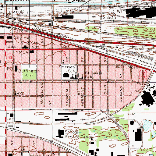 Topographic Map of Saint Lukes School, IN