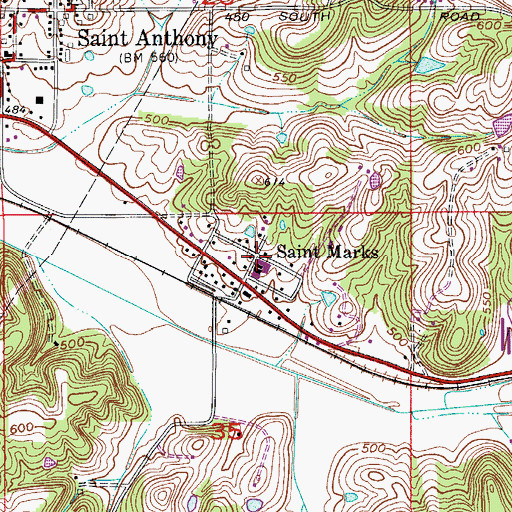 Topographic Map of Saint Marks, IN