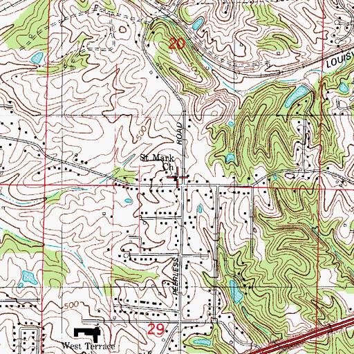 Topographic Map of Saint Marks Church, IN