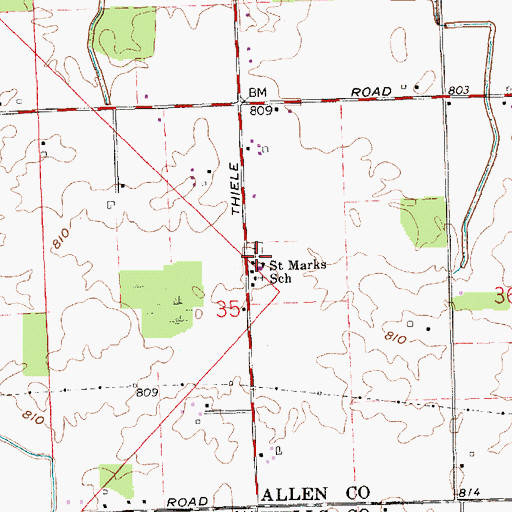 Topographic Map of Saint Marks School, IN