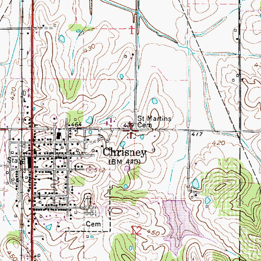 Topographic Map of Saint Martins Cemetery, IN