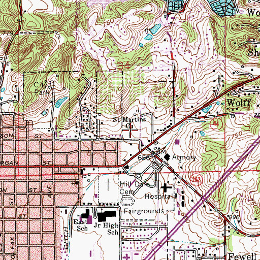 Topographic Map of Saint Martins Church, IN
