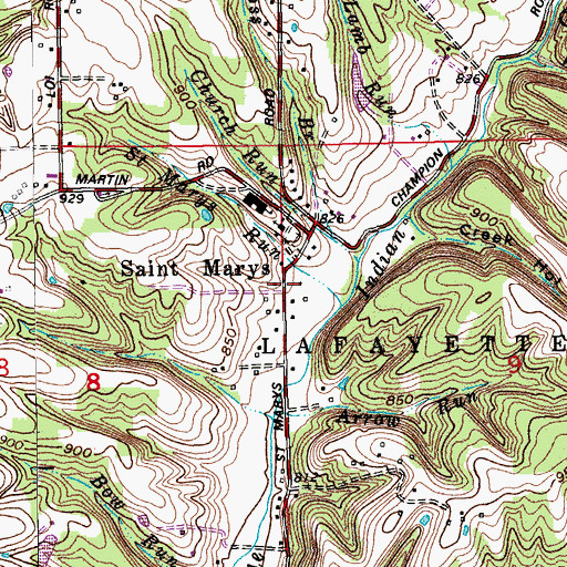 Topographic Map of Saint Marys, IN