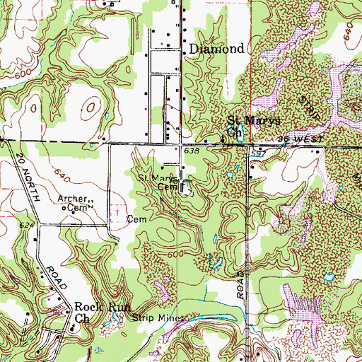 Topographic Map of Saint Marys Cemetery, IN