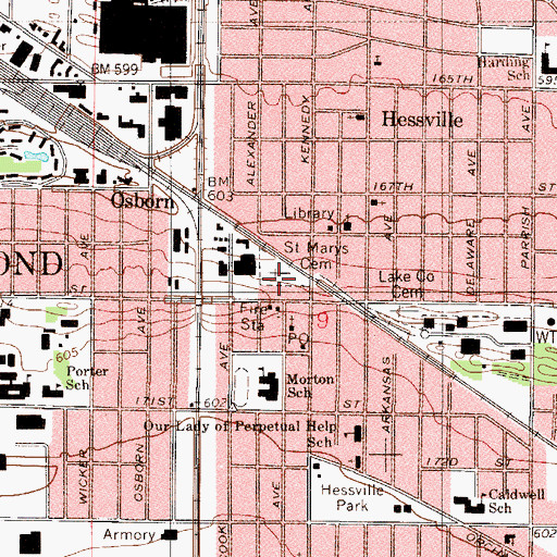 Topographic Map of Saint Marys Cemetery, IN