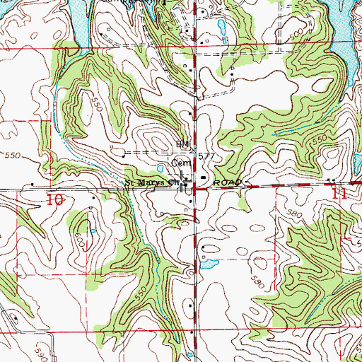 Topographic Map of Saint Marys Church, IN