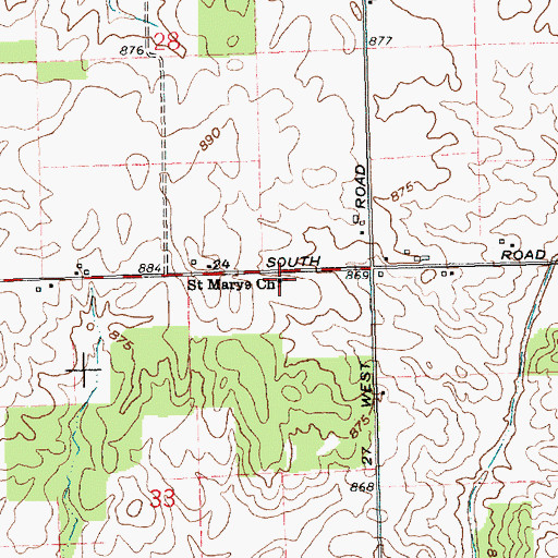 Topographic Map of Saint Marys Church, IN