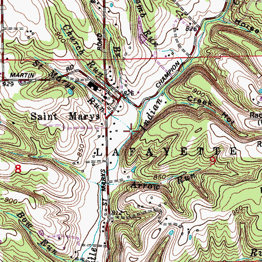 Topographic Map of Saint Marys Run, IN
