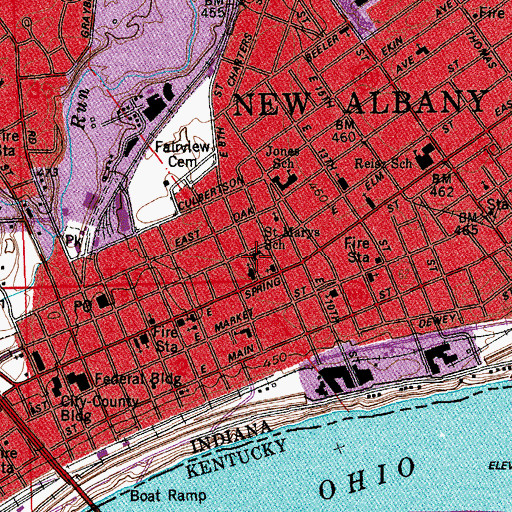 Topographic Map of Saint Marys School, IN