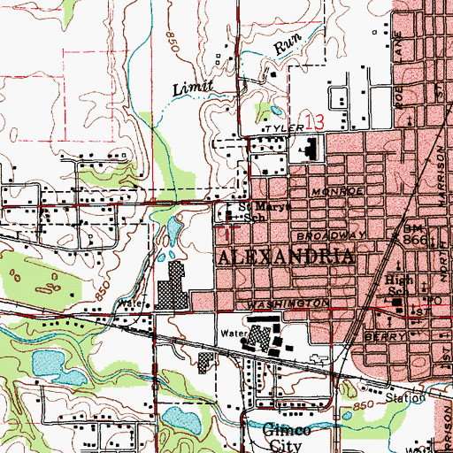 Topographic Map of Saint Marys School, IN