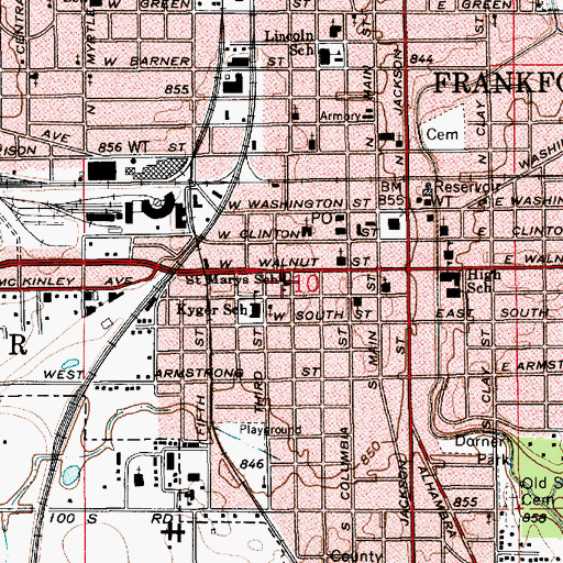 Topographic Map of Saint Marys School, IN
