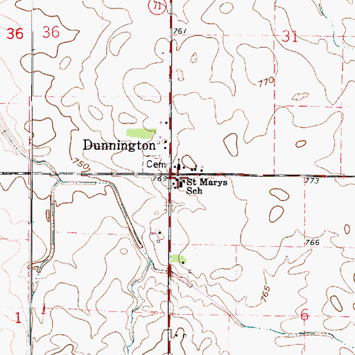 Topographic Map of Saint Marys School, IN