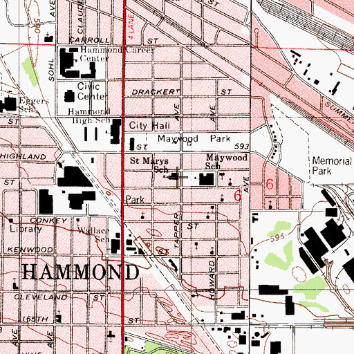 Topographic Map of Saint Marys School, IN