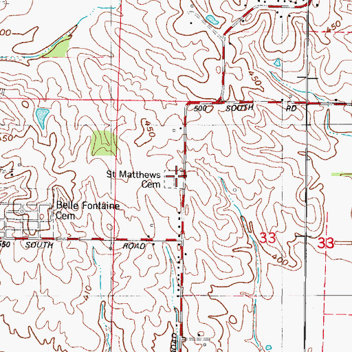 Topographic Map of Saint Matthews Cemetery, IN