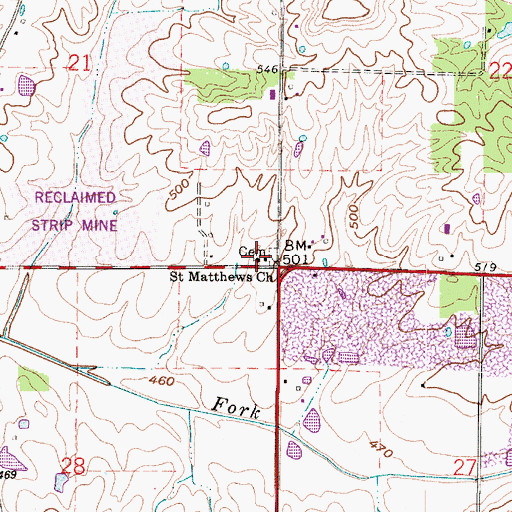Topographic Map of Saint Matthews Church, IN