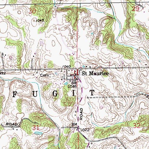 Topographic Map of Saint Maurice, IN