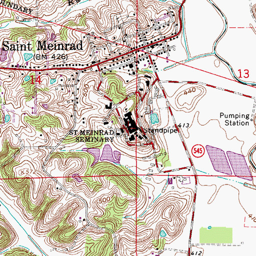 Topographic Map of Saint Meinrad College (historical), IN