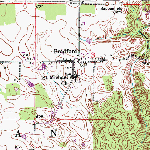 Topographic Map of Saint Michael Church, IN