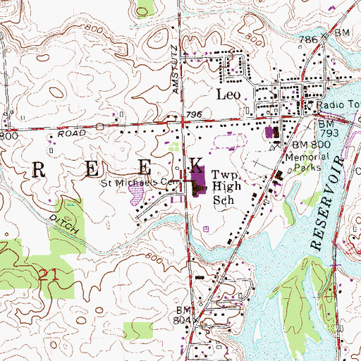 Topographic Map of Saint Leo Cemetery, IN