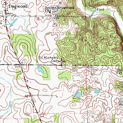Topographic Map of Saint Michaels Cathloic Cemetery, IN