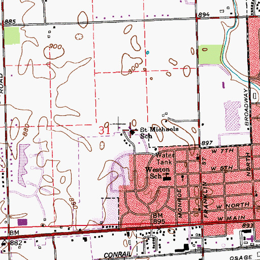 Topographic Map of Saint Michael School, IN
