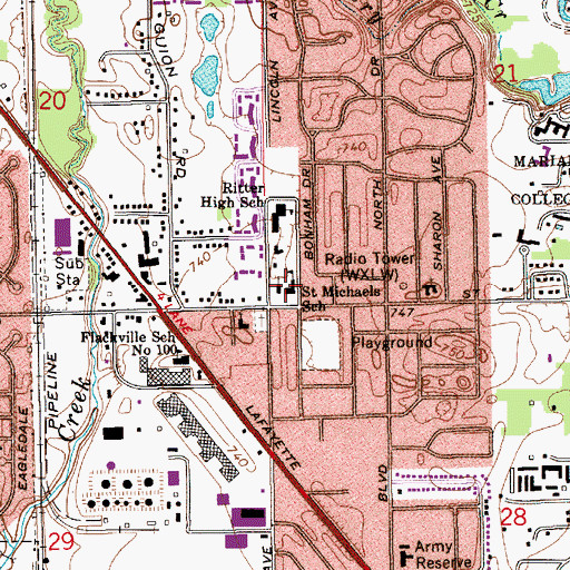 Topographic Map of Saint Michaels School, IN