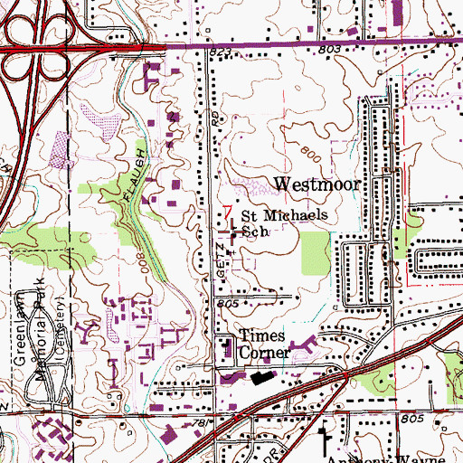 Topographic Map of Saint Michaels School, IN
